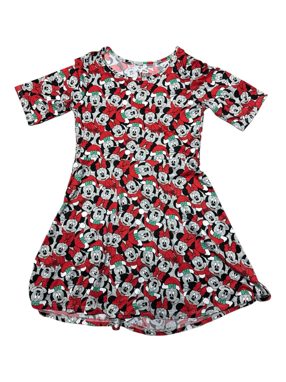 Disney MINNIE MOUSE Christmas Holiday Dress Kids M 7/8 Red Green